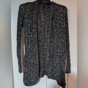 American Eagle marled black white open front cardigan medium